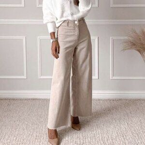 Zara Marine Wide-Leg Jeans - Tan - Size 10